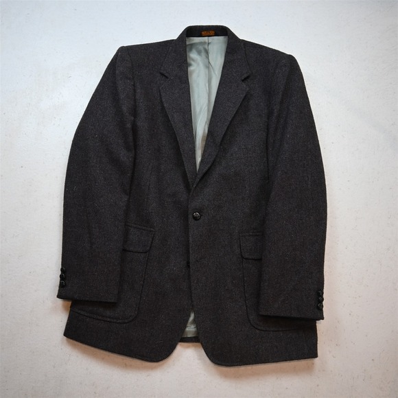 Vtg USA Made 42L Red Brown Birdseye Wool Tweed Mens Blazer Jacket Sport Coat